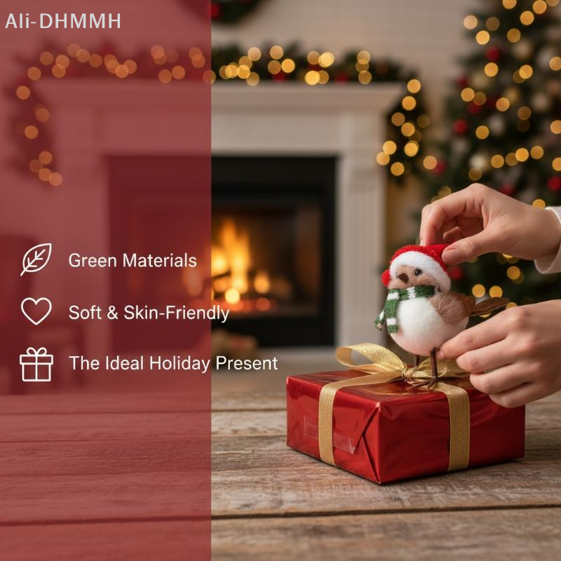Santa Hat Plush - ZLinKJ Christmas Plush Bird Ornaments With