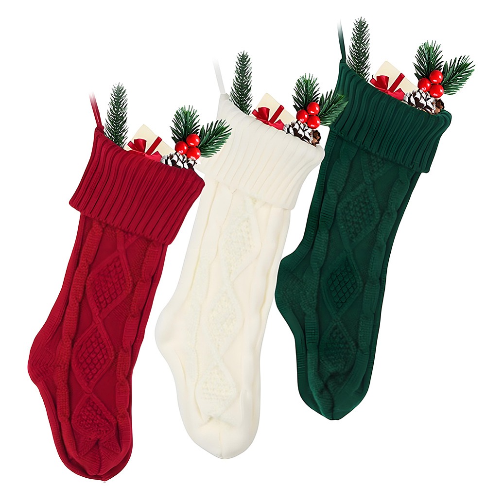 3Pcs 3 Colors Knitted Acrylic  - Christmas Stocking Hanging recensie en prijs