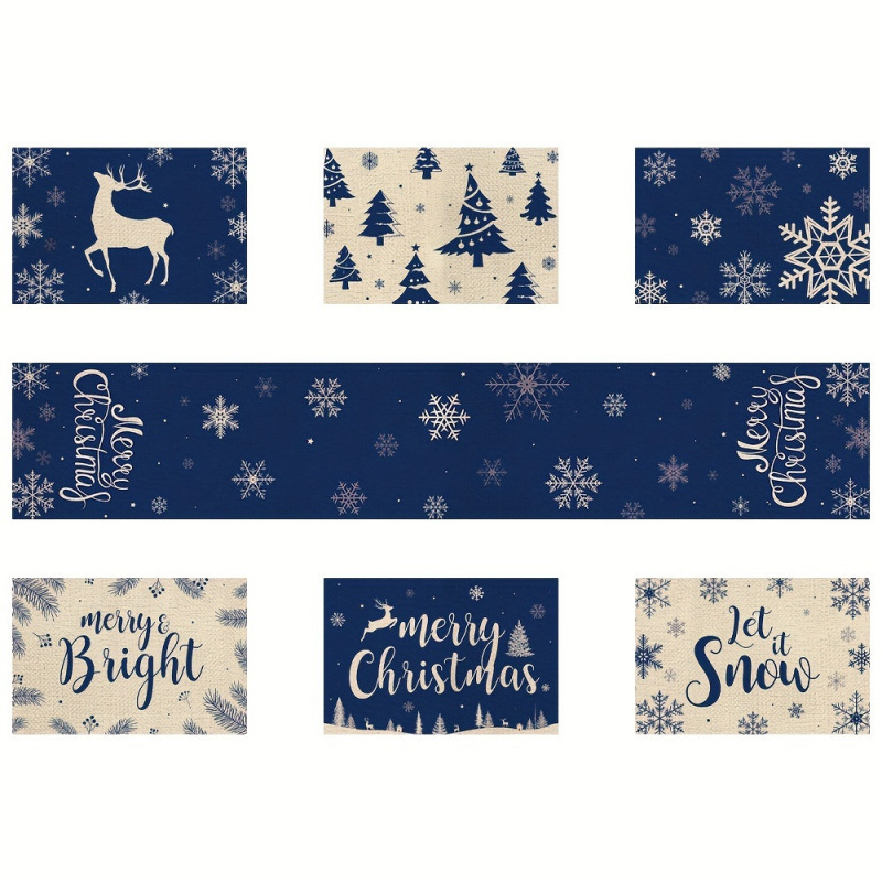 7-Piece Christmas Placemat and - Christmas Table Runner recensie en prijs