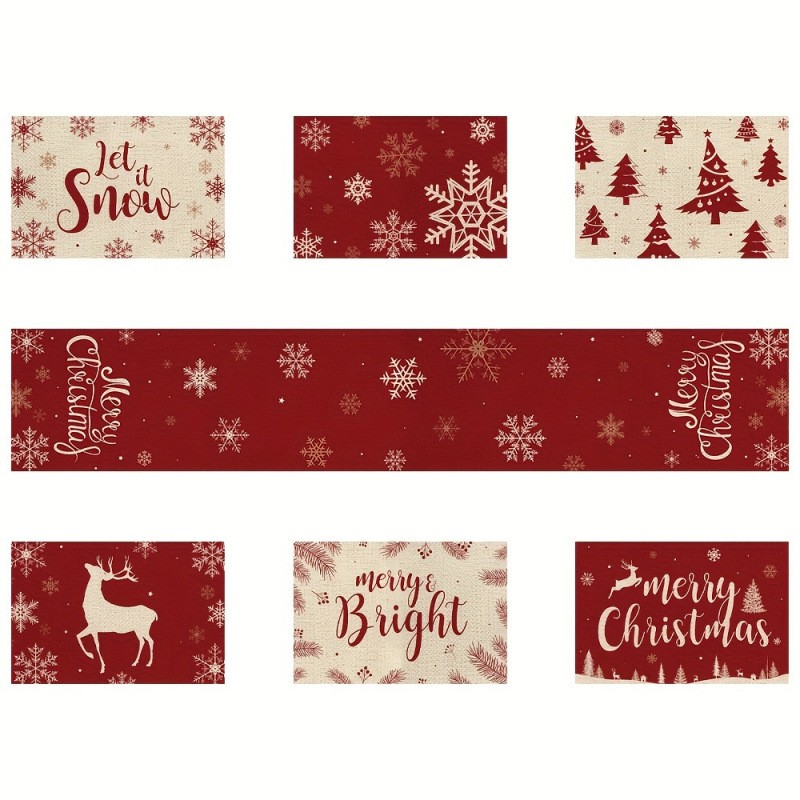 7-Piece Christmas Placemat and - Christmas Table Runner recensie en prijs