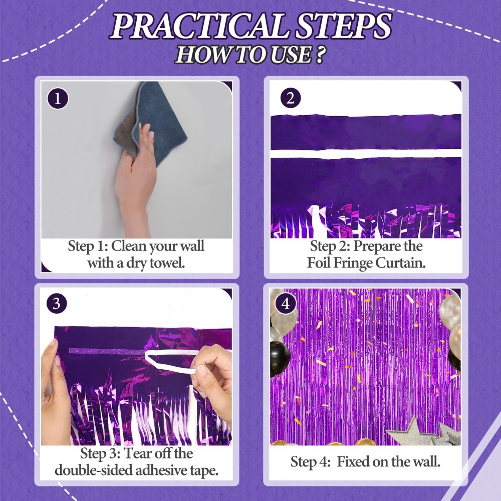 Foil Fringe Backdrop Purple Sh - Tinsel Garland Decoration recensie en prijs