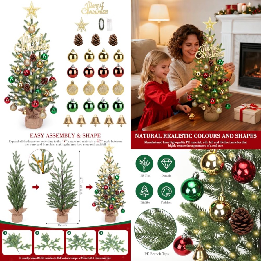 2FT Mini Christmas Tree, Table - Christmas Tree Artificial recensie en prijs