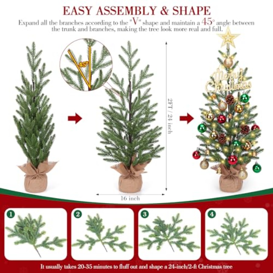 2FT Mini Christmas Tree, Table - Christmas Tree Artificial recensie en prijs