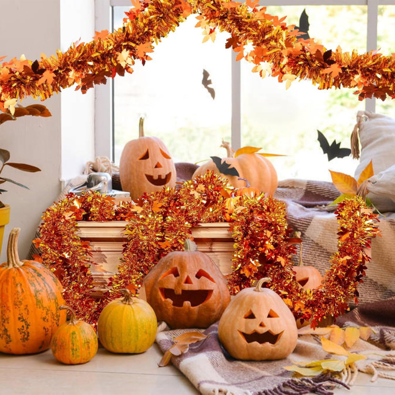 2pcs Thanksgiving Fall Maple L - Tinsel Garland Decoration recensie en prijs