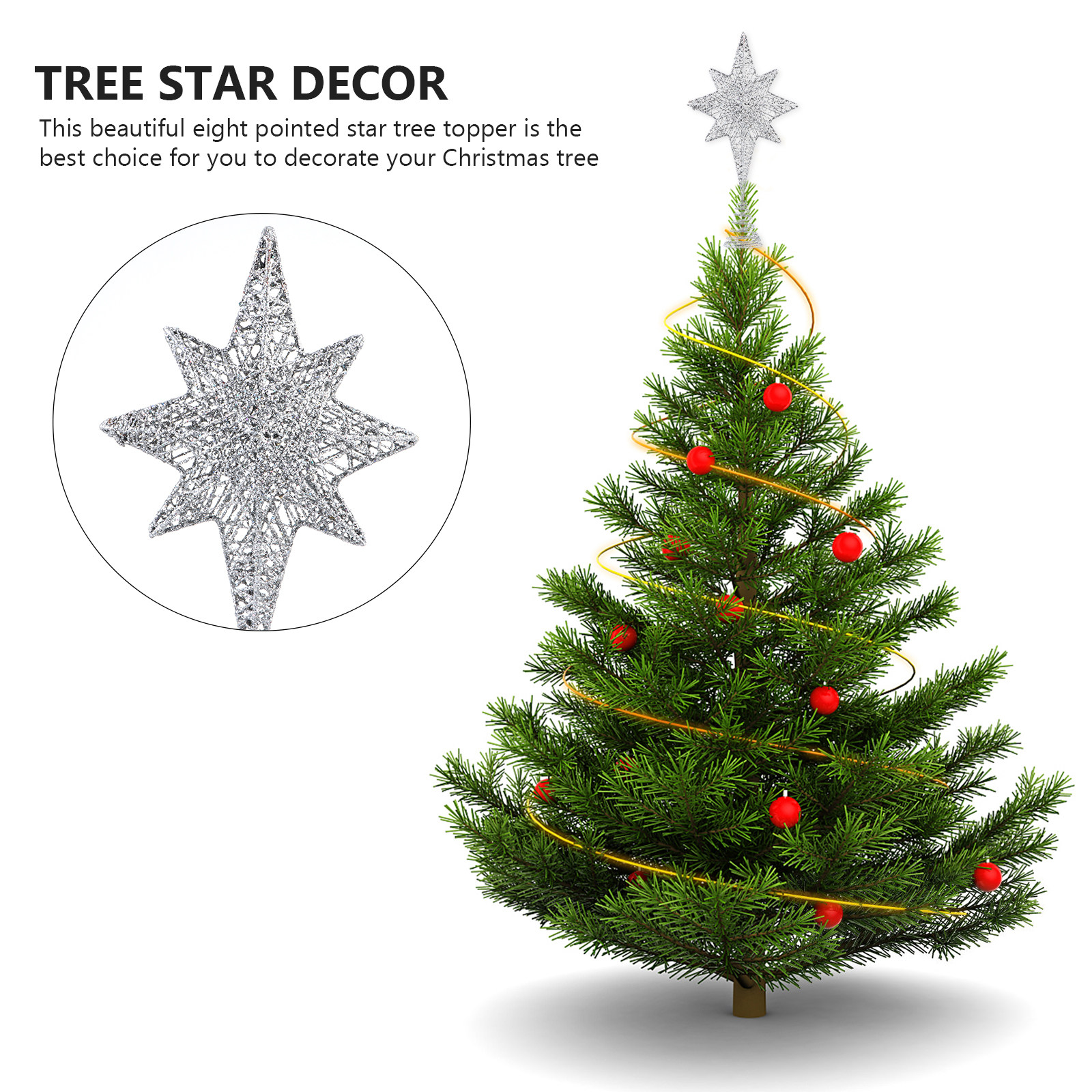 1Pcs Glittering Gold-Toned Eig - Star Tree Topper recensie en prijs